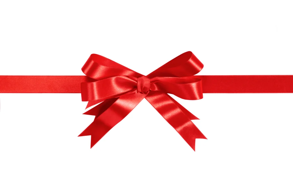 Red gift ribbon bow isolated white